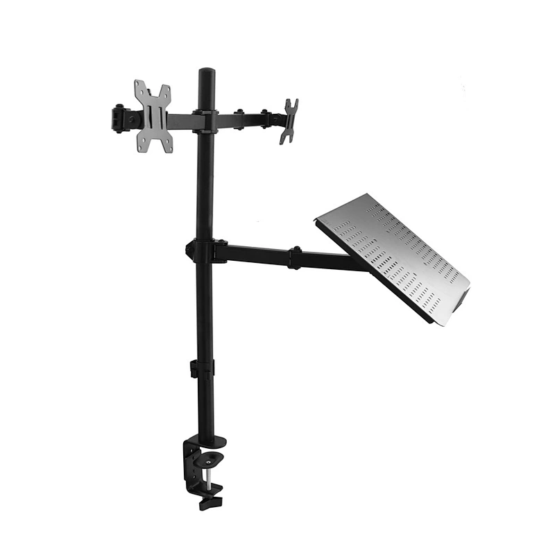 Dual Monitor Stand with Laptop Tray