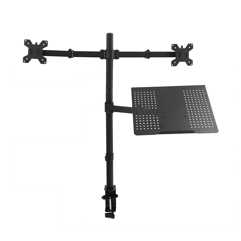 Dual Monitor Stand with Laptop Tray