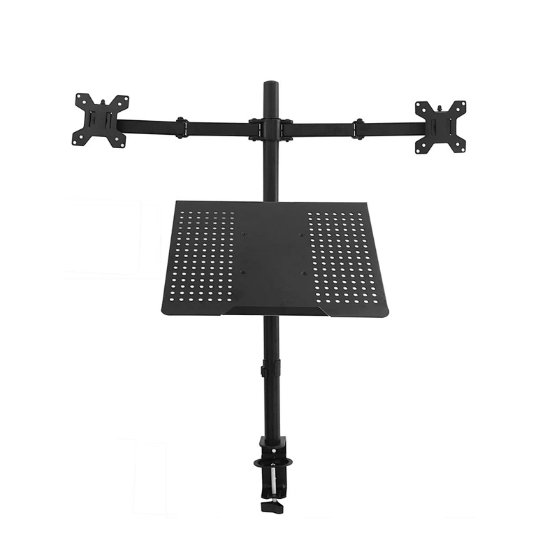 Dual Monitor Stand with Laptop Tray